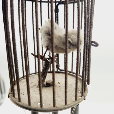 CUTE RUSTED BIRD CAGE W/ CUTE FLUFFY BIRD WIND CHIME