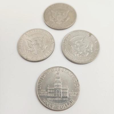 3 JOHN F KENNEDY 1970s  1/2 DOLLARS & 1 CENTENNIAL 1/2 DOLLAR