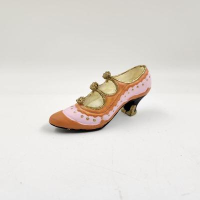 CUTE PINK & ORANGE ANTIQUE SHOE COLLECTABLE