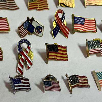 ASSORTED ENAMEL US FLAG PINS