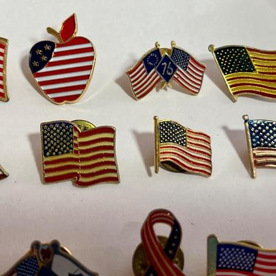 ASSORTED ENAMEL US FLAG PINS