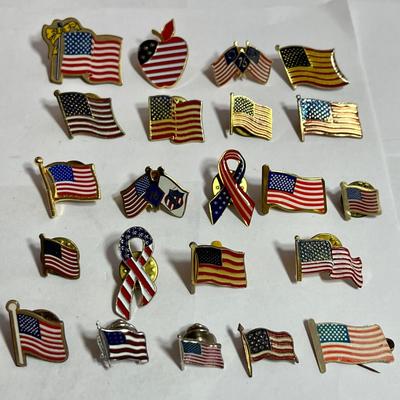 ASSORTED ENAMEL US FLAG PINS
