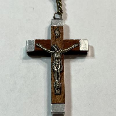 WOOD BEADED ROSARY w/CHRIST FROM FRANCE