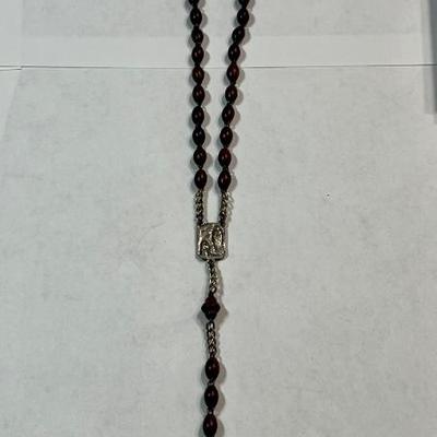 WOOD BEADED ROSARY w/CHRIST FROM FRANCE