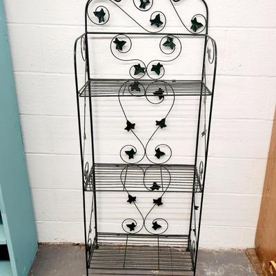 LEAF GREEN DECORATED METAL FOLDING SHELF #1
