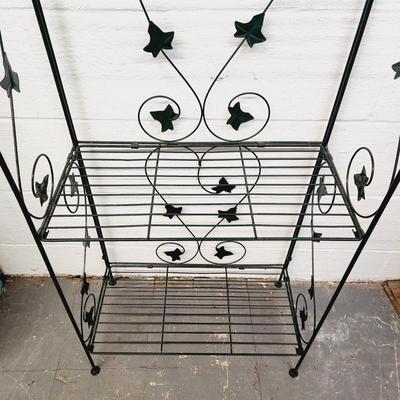 LEAF GREEN DECORATED METAL FOLDING SHELF #2
