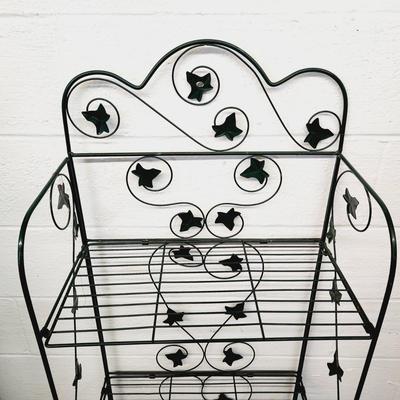 LEAF GREEN DECORATED METAL FOLDING SHELF #2