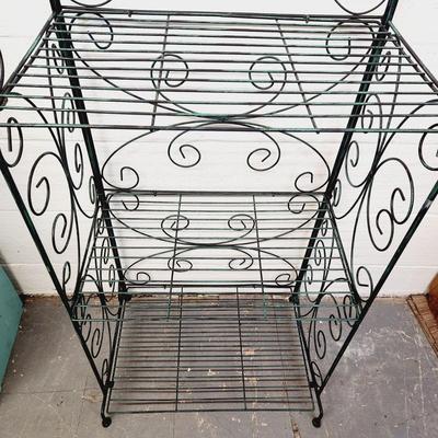 LEAF GREEN DECORATED FOLDING METAL SHELF #3