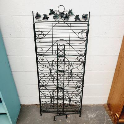 LEAF GREEN DECORATED FOLDING METAL SHELF #3
