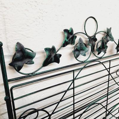 LEAF GREEN DECORATED FOLDING METAL SHELF #3