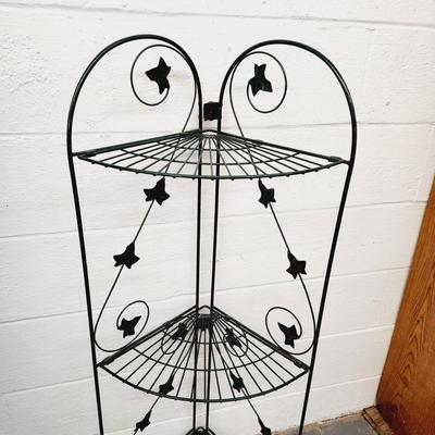 LEAF GREEN DECORATIVE METAL CORNER FOLDING SHELF