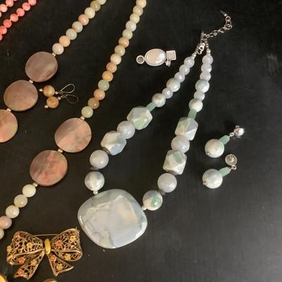 1132 Large Lot of Vintage White , Coral Beaded Necklaces