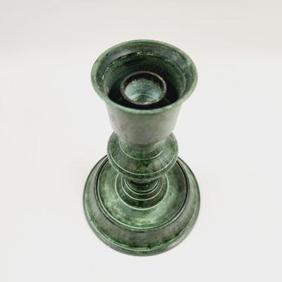 FUN EMERALD GREEN METAL CANDLE STICK