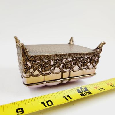 ORNATE PUPLE & BRASS JEWELRY / TINKER BOX