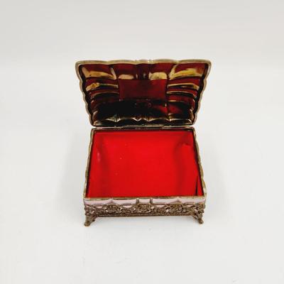 ORNATE PUPLE & BRASS JEWELRY / TINKER BOX