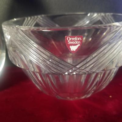 3 Vintage Orrefors glass - 2 teardrop and bowl