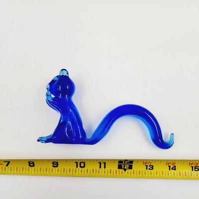 VINTAGE BLUE GLASS SQUIRREL COLLECTABLE FIGURINE