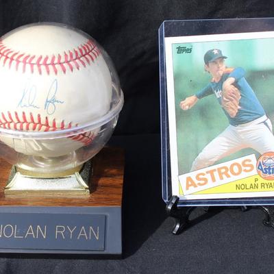 Nolan Ryan Signed Baseball and Card
