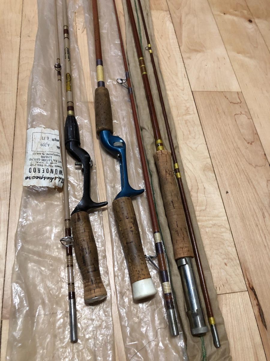 Three vintage Fly Rod / Fishing Rods; Wright & McGill (2) & Shakespeare  Standard Taper (1)
