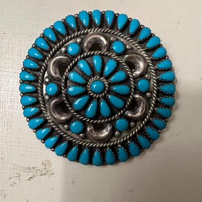 Sterling Silver Turquoise Brooch/Pendant