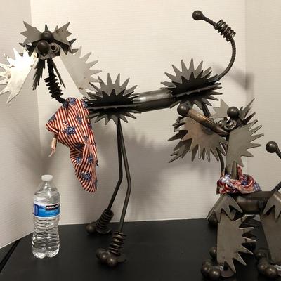 Two Lg. Heavy Metal Dog Art Statue/Steampunk
