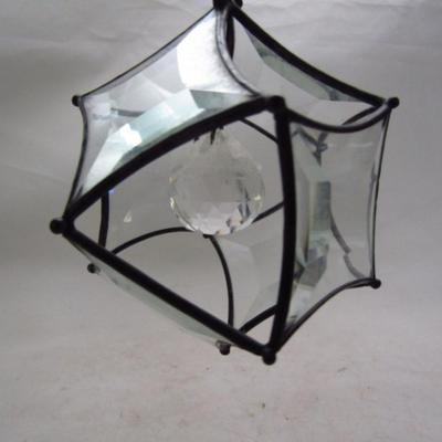 Two Clear Beveled Glass Geometric Hanging Sun Catchers