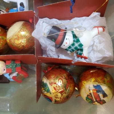 Christmas Ornaments and storage box