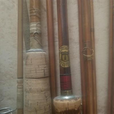 8 Vintage fresh water Wooden fishing rods