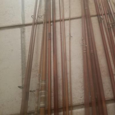 8 Vintage fresh water Wooden fishing rods