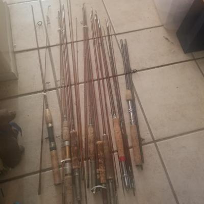 8 Vintage fresh water Wooden fishing rods