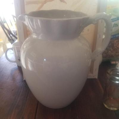Antique white Ironstone Picher - 10 inches