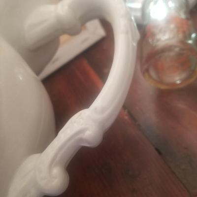 Antique white Ironstone Picher - 10 inches