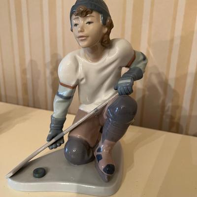 Lladro Porcelain Hockey Boy Figurine