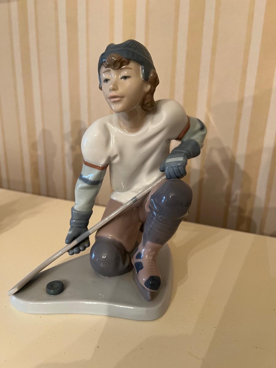 Lladro Porcelain Hockey Boy Figurine