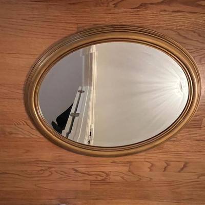 Oval Shaped Gold Wood Painted Mirror