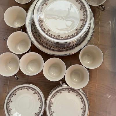 Lenox Lace Point China (4 sets of 9 assorted size plates, 9 tea cups)