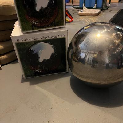 Lot of 3: 8", 10", & 12" stainless steel silver Gazing Globes