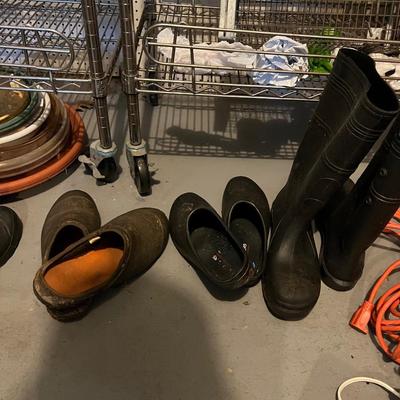 Lot of 3 pairs: 2 pair Garden clogs; 1 pair Mens Muck Boots size 12