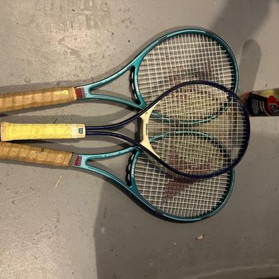 3 Tennis Rackets: 2 Kennex & 1 Wilson; Pack of unopened Tennis balls