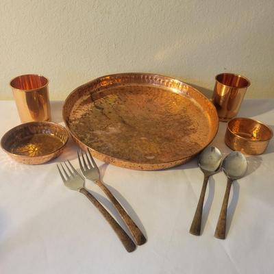 Prisha India Craft Copper Platters, Cups and More (K-DW)