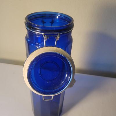 Three Glass Clasp Lidded Jars (K-DW)