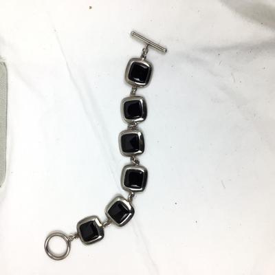 1135 Black Onyx and Sterling 3pc Jewelry Set