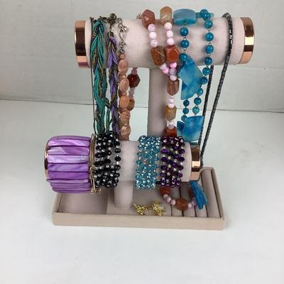 1543 Costume Jewelry Lot & Stand