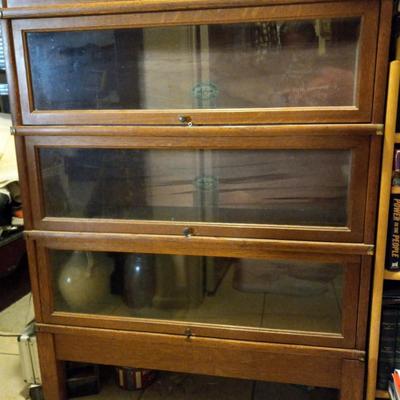 Vintage 3 stack glass door wood Lawyer's Sectional Bookcase