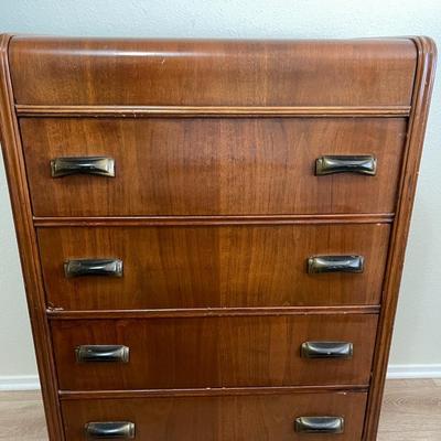 LOT 54  ART DECO ANTIQUE WATERFALL CHEST OF DRAWERS
