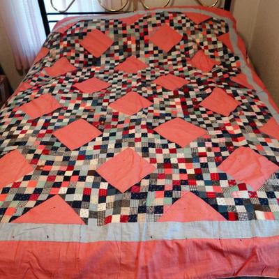 66 x 78" Quilt Hand Stitched Double Sided (Reversable)