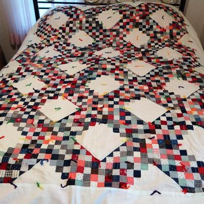66 x 78" Quilt Hand Stitched Double Sided (Reversable)