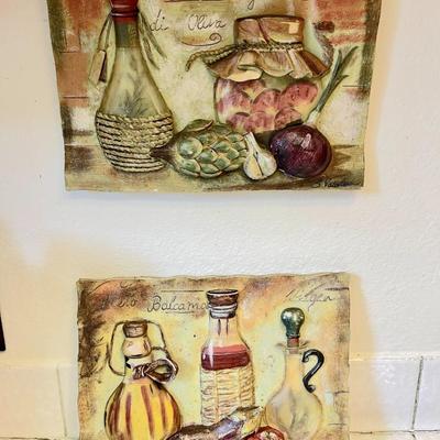 LOT 68  PAIR OF MOLDED WALL PLAQUES KITCHEN DECOR