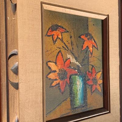Mid Century Modern Oil On Canvas Framed Art