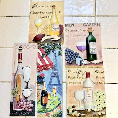 LOT 70  FIVE RESIN WALL PLAQUES WINE THEMES DECORATIVE
